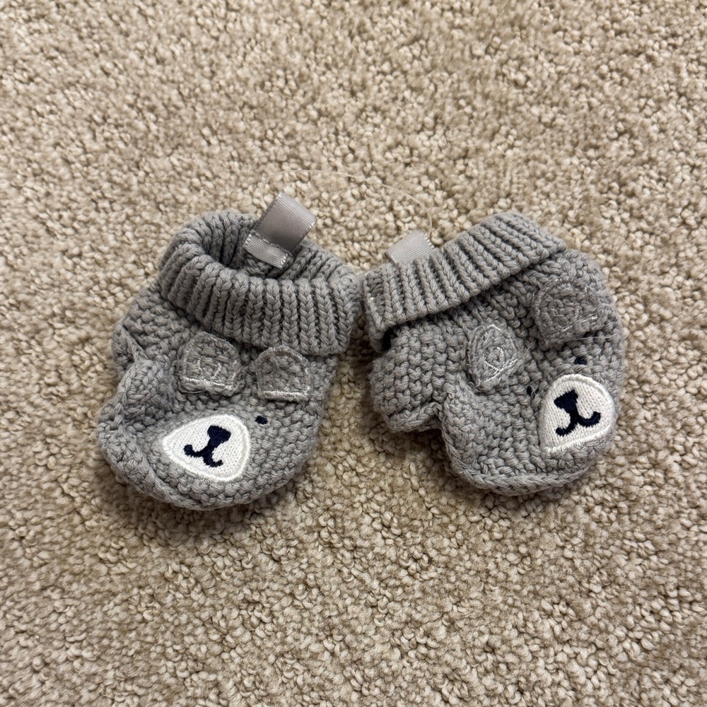 Carter's Gray Bear Knit Baby Booties